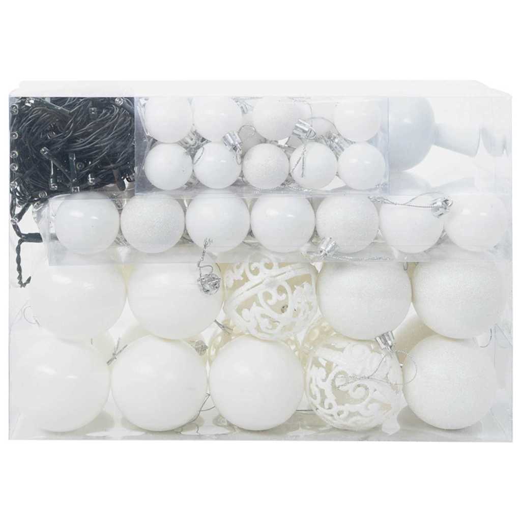 Set di Palle di Natale 61 pz 150 LED Bianco caldo Ø 6 cm