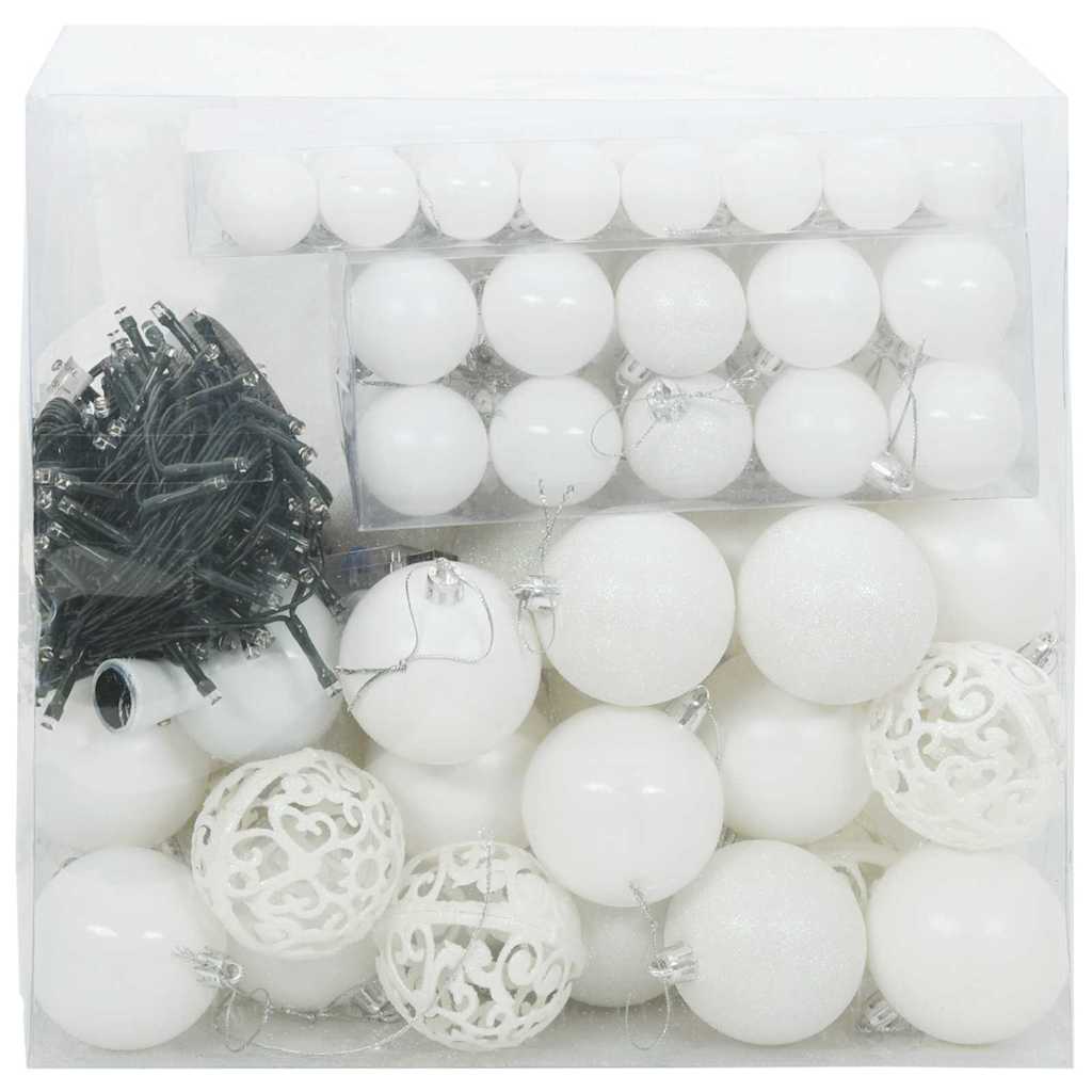 Set di Palle di Natale 120 pz 300 LED Bianco caldo Ø 6 cm