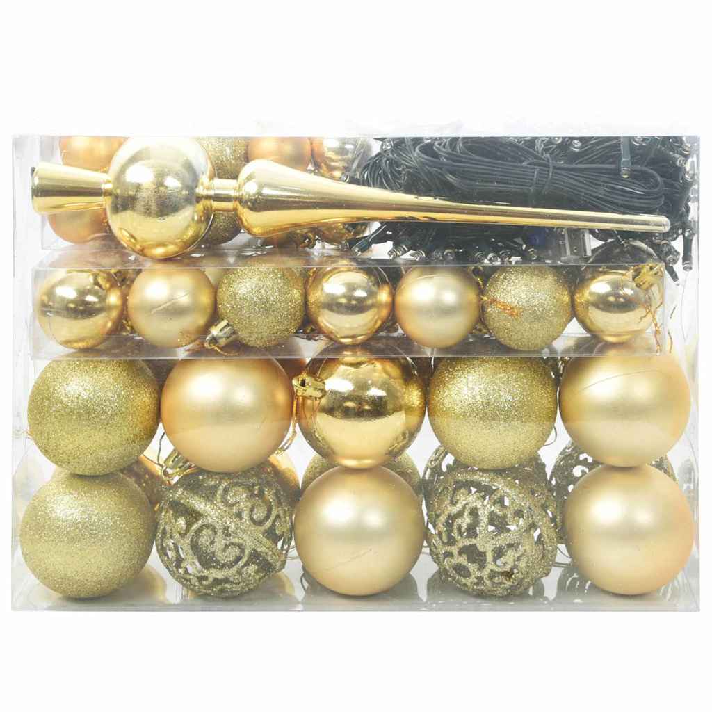 Set di Palle di Natale 61 pz 150 LED Bianco caldo Ø 6 cm