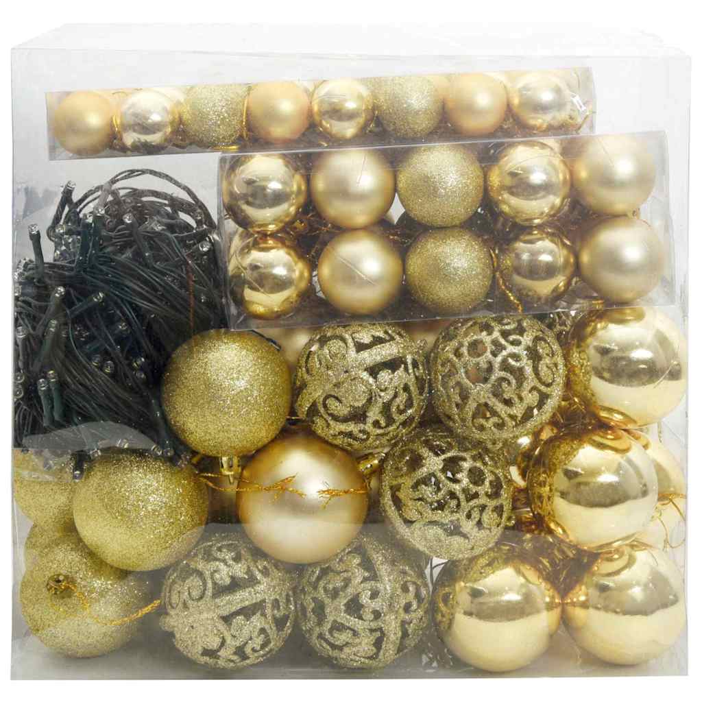 Set di Palle di Natale 120 pz 300 LED Bianco caldo Ø 6 cm