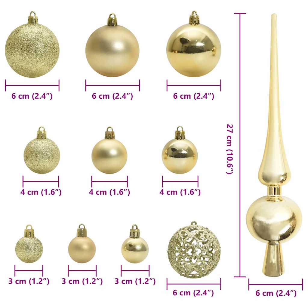 Set di Palle di Natale 120 pz 300 LED Bianco caldo Ø 6 cm