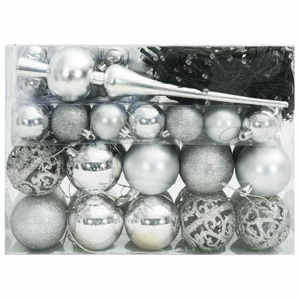 Set di Palle di Natale 61 pz 150 LED Bianco caldo Ø 6 cm