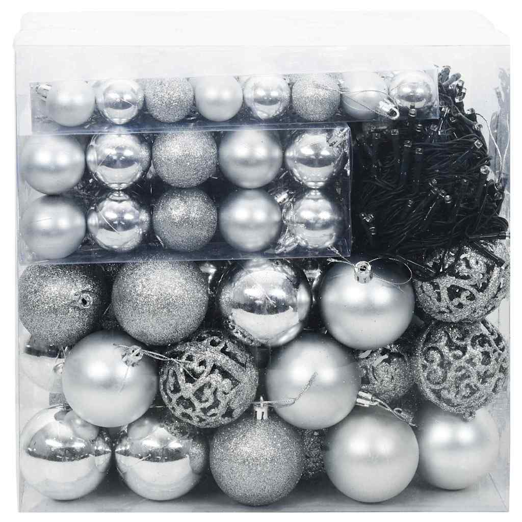 Set di Palle di Natale 120 pz 300 LED Bianco caldo Ø 6 cm