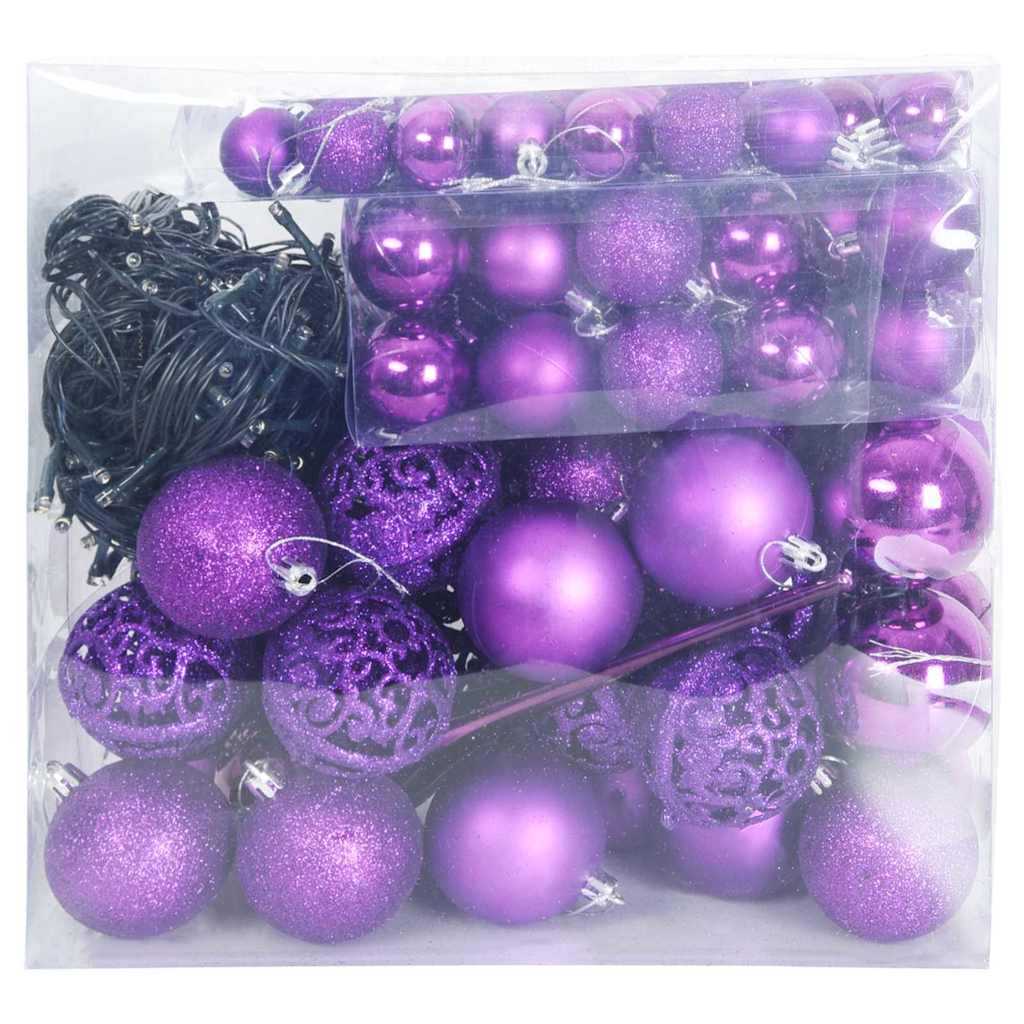 Set di Palle di Natale 120 pz 300 LED Bianco caldo Ø 6 cm