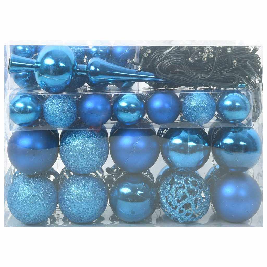 Set di Palle di Natale 61 pz 150 LED Bianco caldo Ø 6 cm