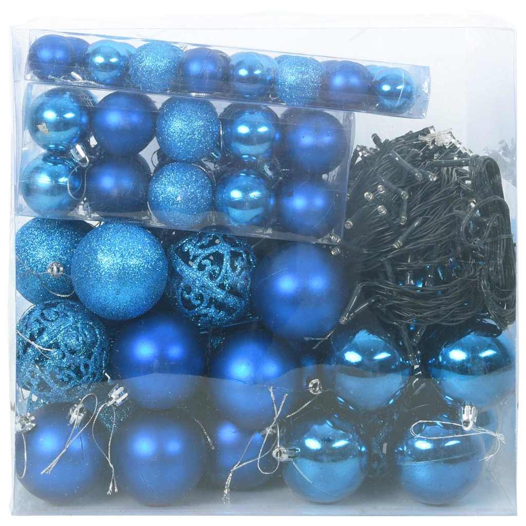 Set di Palle di Natale 120 pz 300 LED Bianco caldo Ø 6 cm