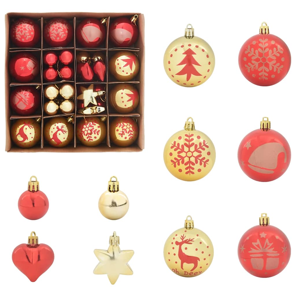 Set di Palle di Natale 40 pz Oro e Rosso Ø 6 cm Plastica