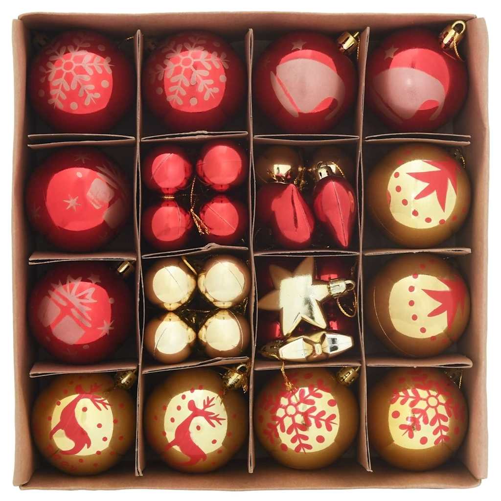 Set di Palle di Natale 40 pz Oro e Rosso Ø 6 cm Plastica