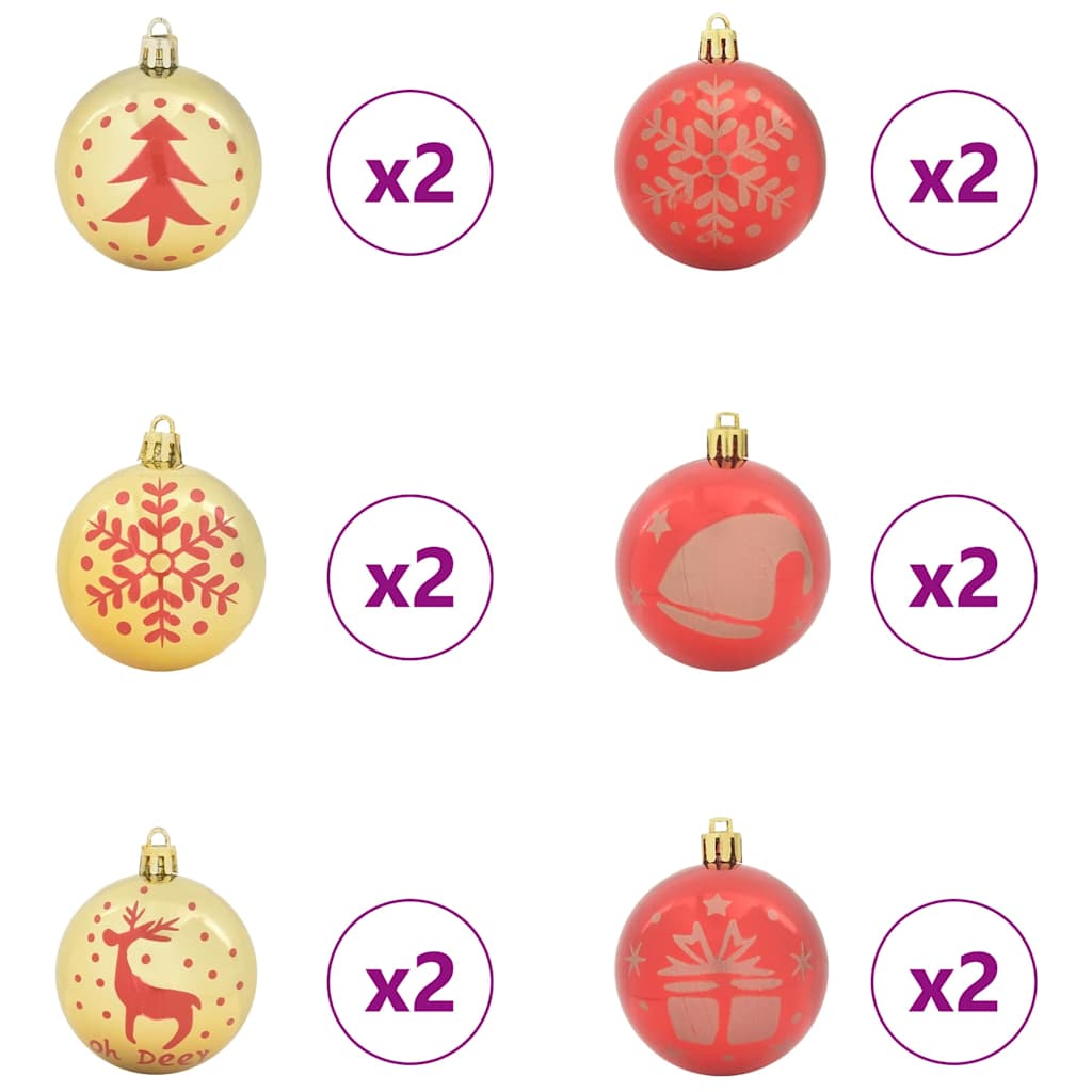Set di Palle di Natale 40 pz Oro e Rosso Ø 6 cm Plastica