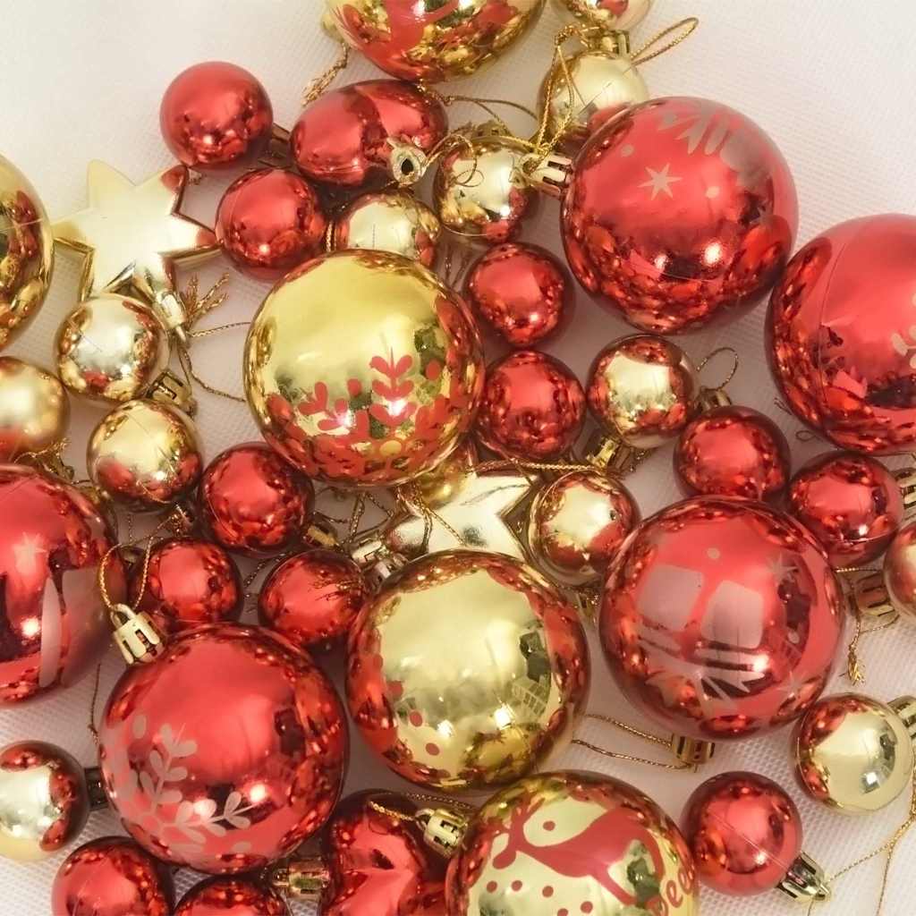 Set di Palle di Natale 40 pz Oro e Rosso Ø 6 cm Plastica