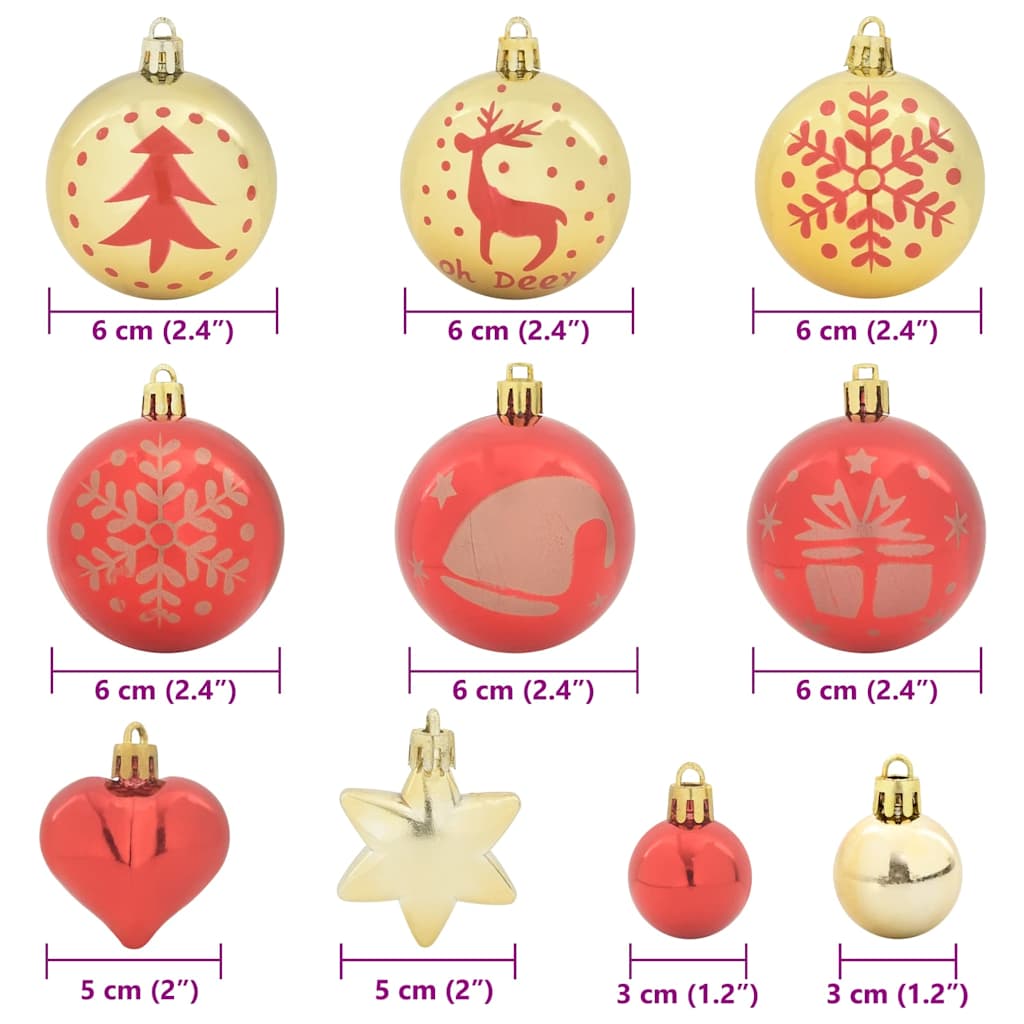 Set di Palle di Natale 40 pz Oro e Rosso Ø 6 cm Plastica