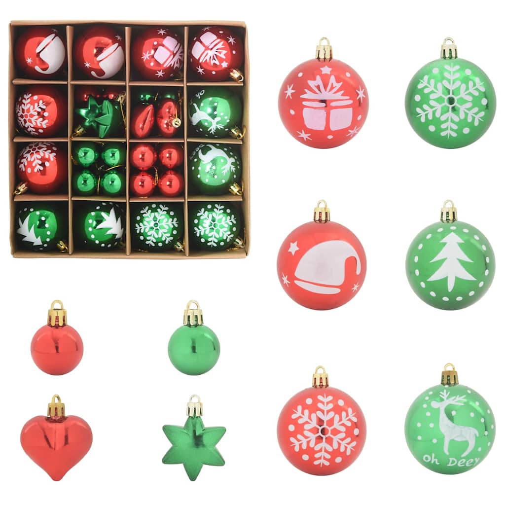 Set di Palle di Natale 40 pz Rosso e Verde Ø 6 cm Plastica