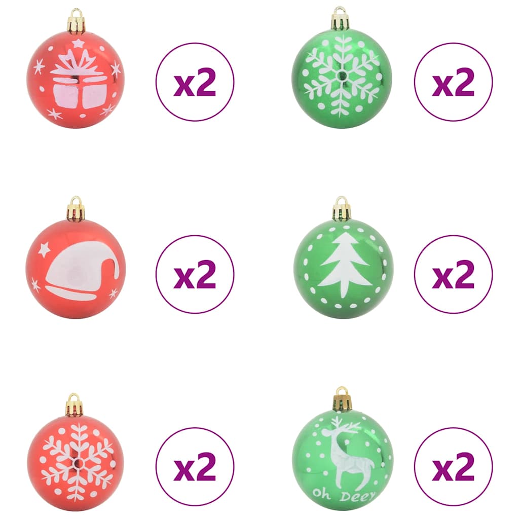 Set di Palle di Natale 40 pz Rosso e Verde Ø 6 cm Plastica