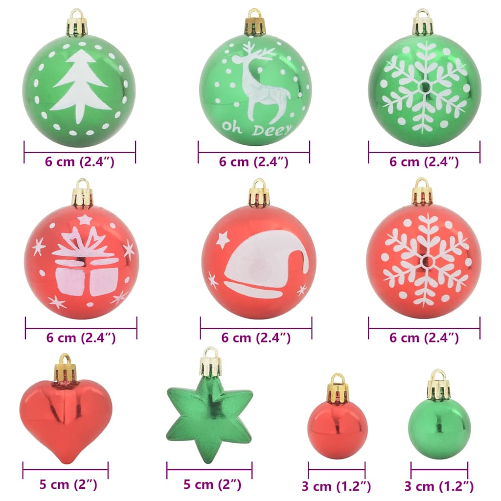 Set di Palle di Natale 40 pz Rosso e Verde Ø 6 cm Plastica