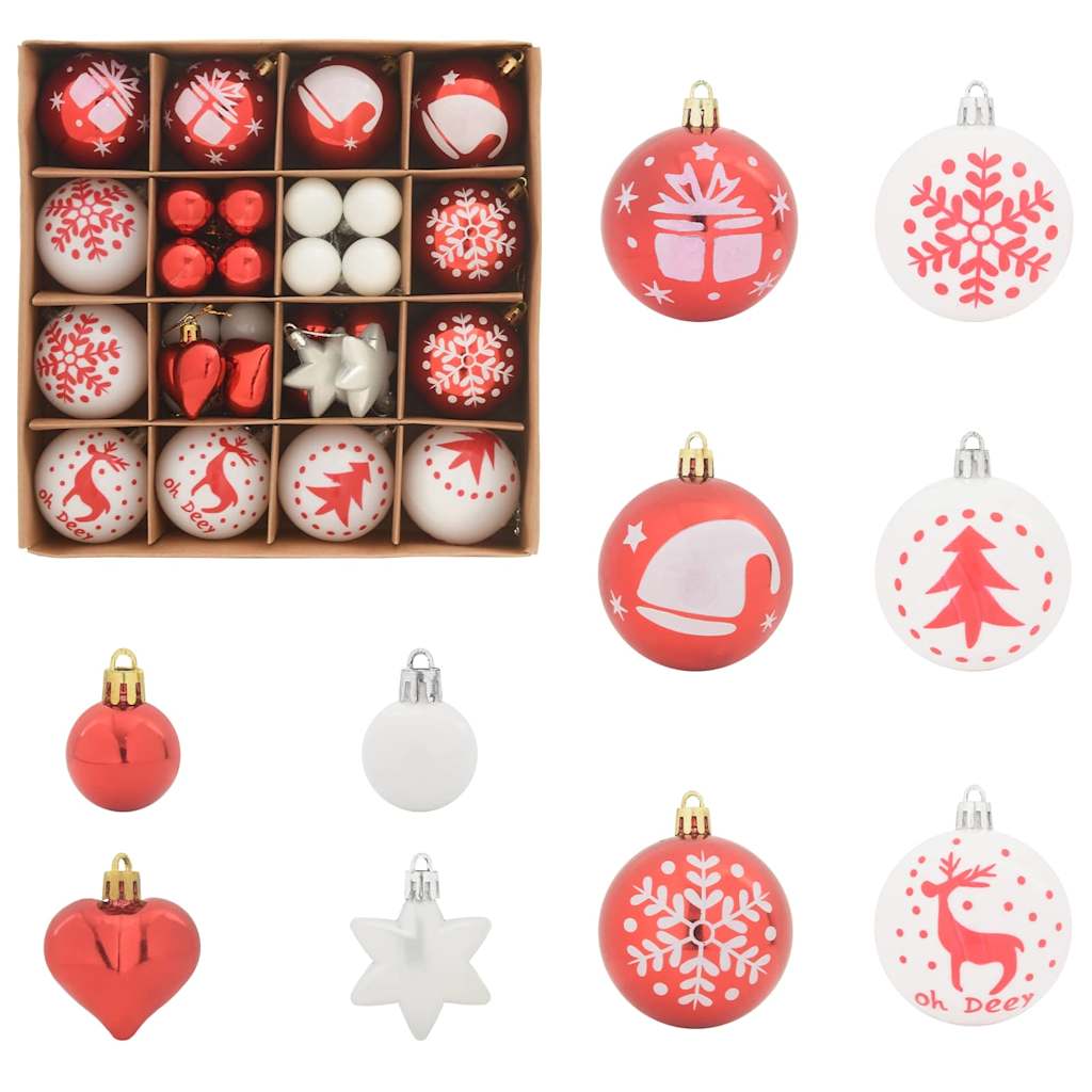 Set di Palle di Natale 40 pz Rosso e Bianco Ø 6 cm Plastica