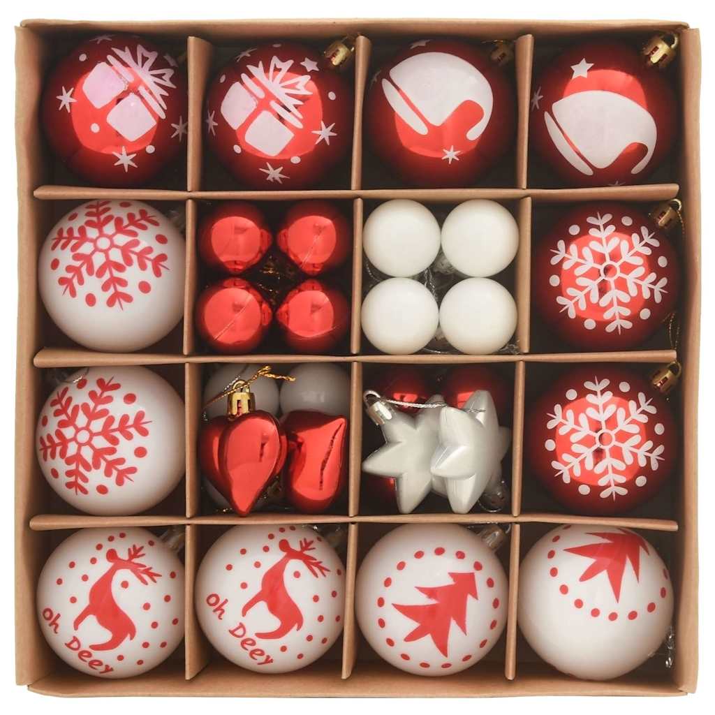 Set di Palle di Natale 40 pz Rosso e Bianco Ø 6 cm Plastica