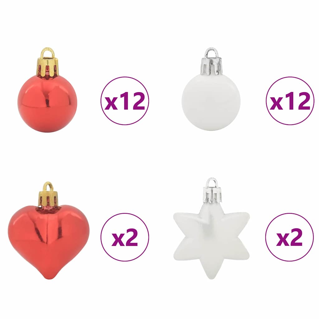 Set di Palle di Natale 40 pz Rosso e Bianco Ø 6 cm Plastica