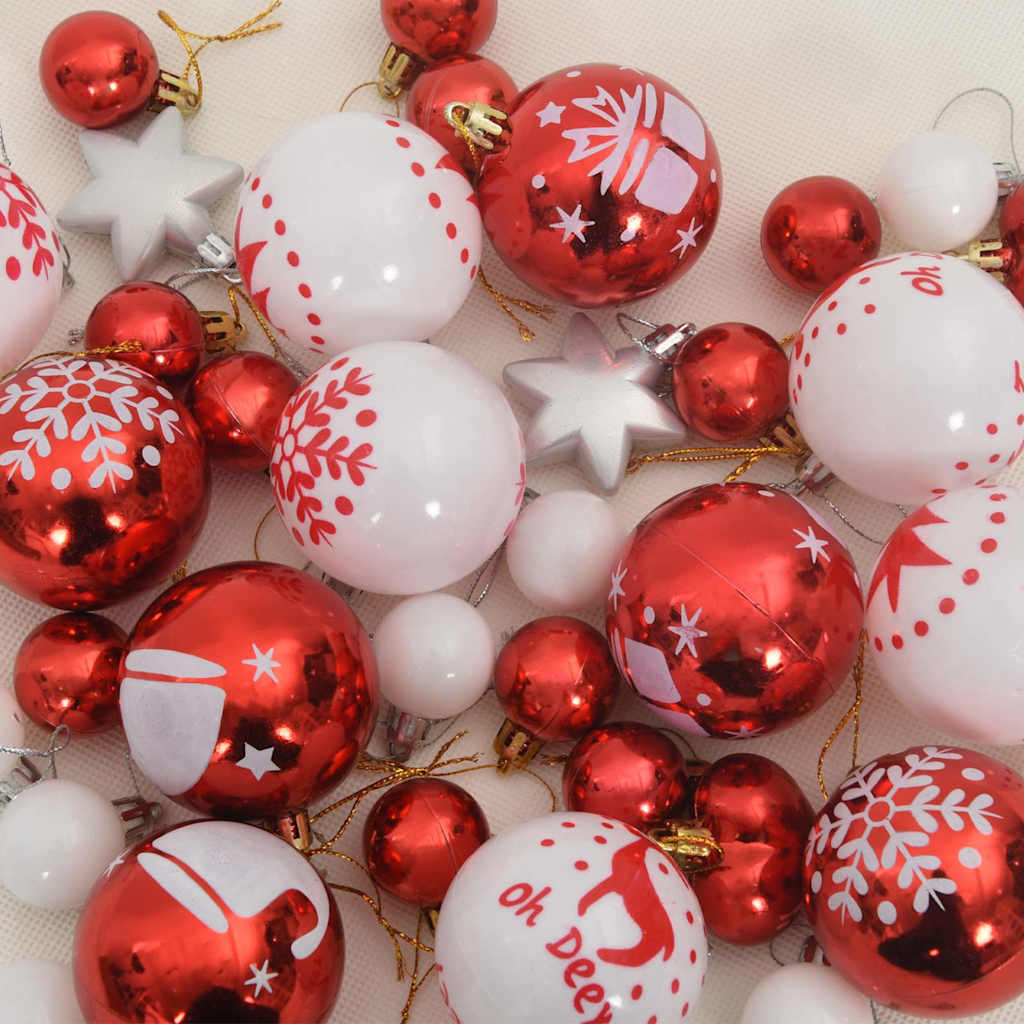 Set di Palle di Natale 40 pz Rosso e Bianco Ø 6 cm Plastica