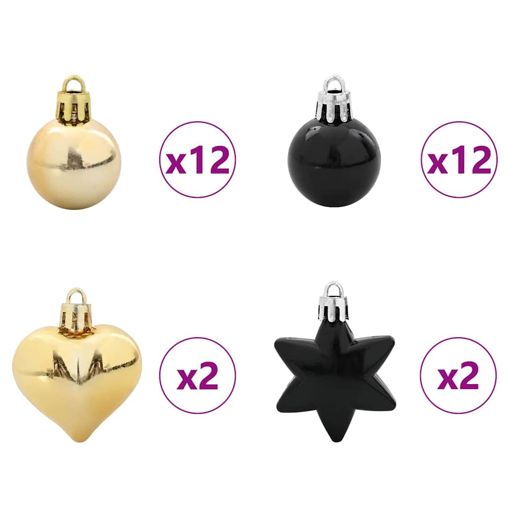 Set di Palle di Natale 40 pz Nero e Oro Ø 6 cm Plastica