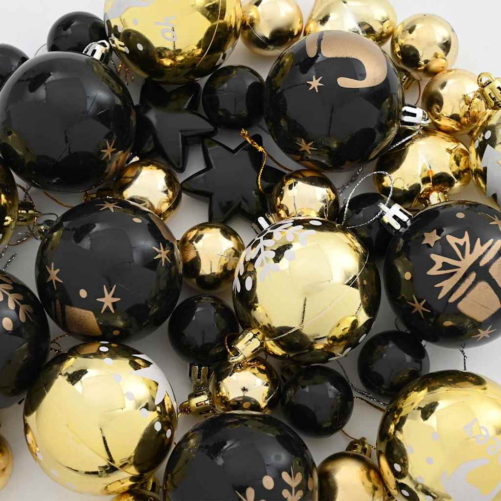 Set di Palle di Natale 40 pz Nero e Oro Ø 6 cm Plastica