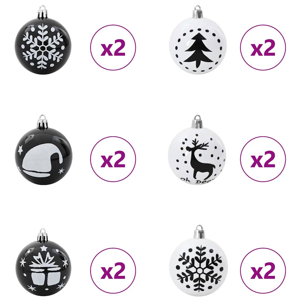 Set di Palle di Natale 40 pz Nero e Bianco Ø 6 cm Plastica