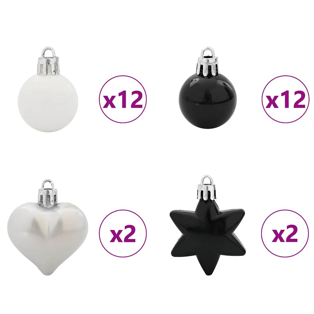 Set di Palle di Natale 40 pz Nero e Bianco Ø 6 cm Plastica