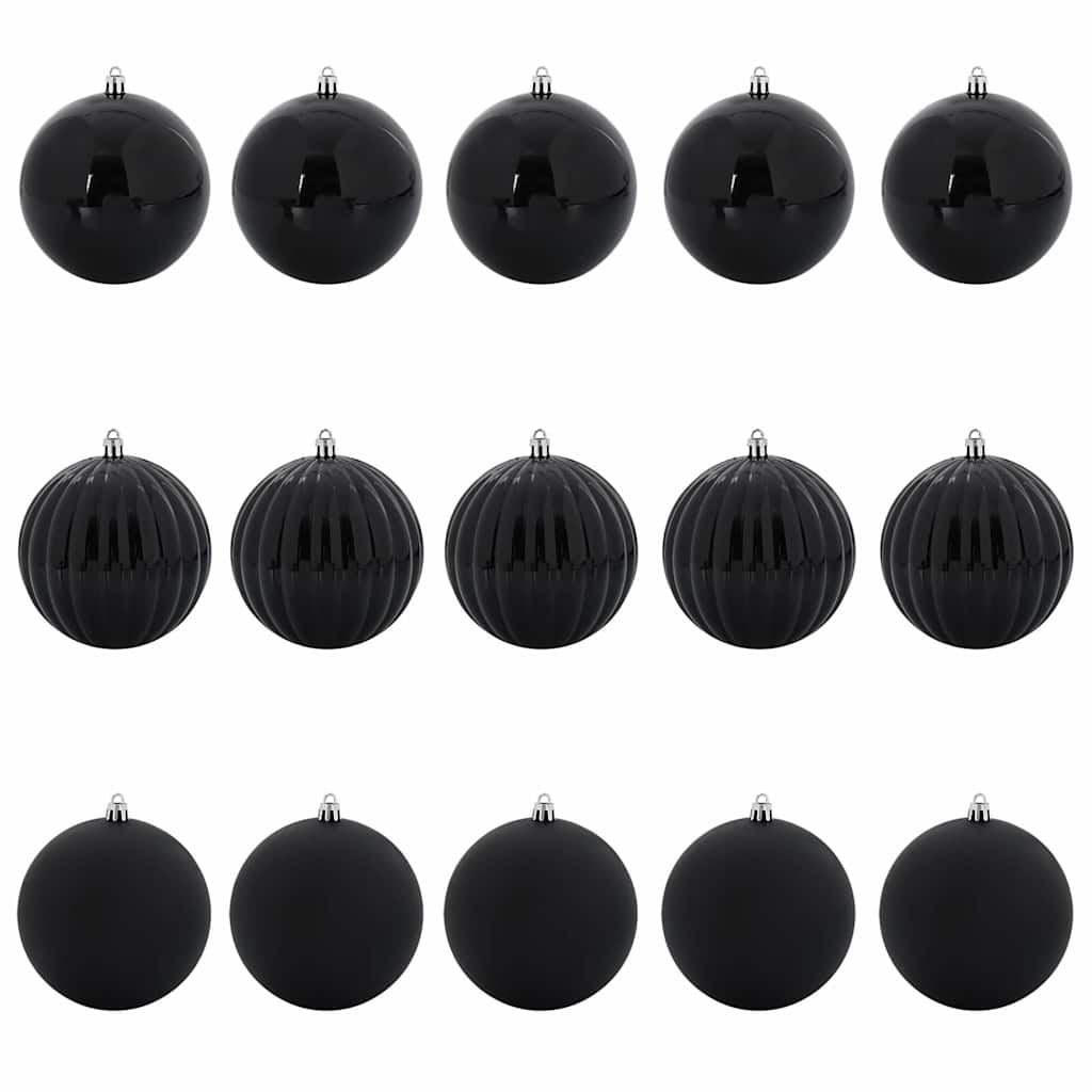 Set di palline di Natale XL 15 pz Nero Ø 10 cm Plastica