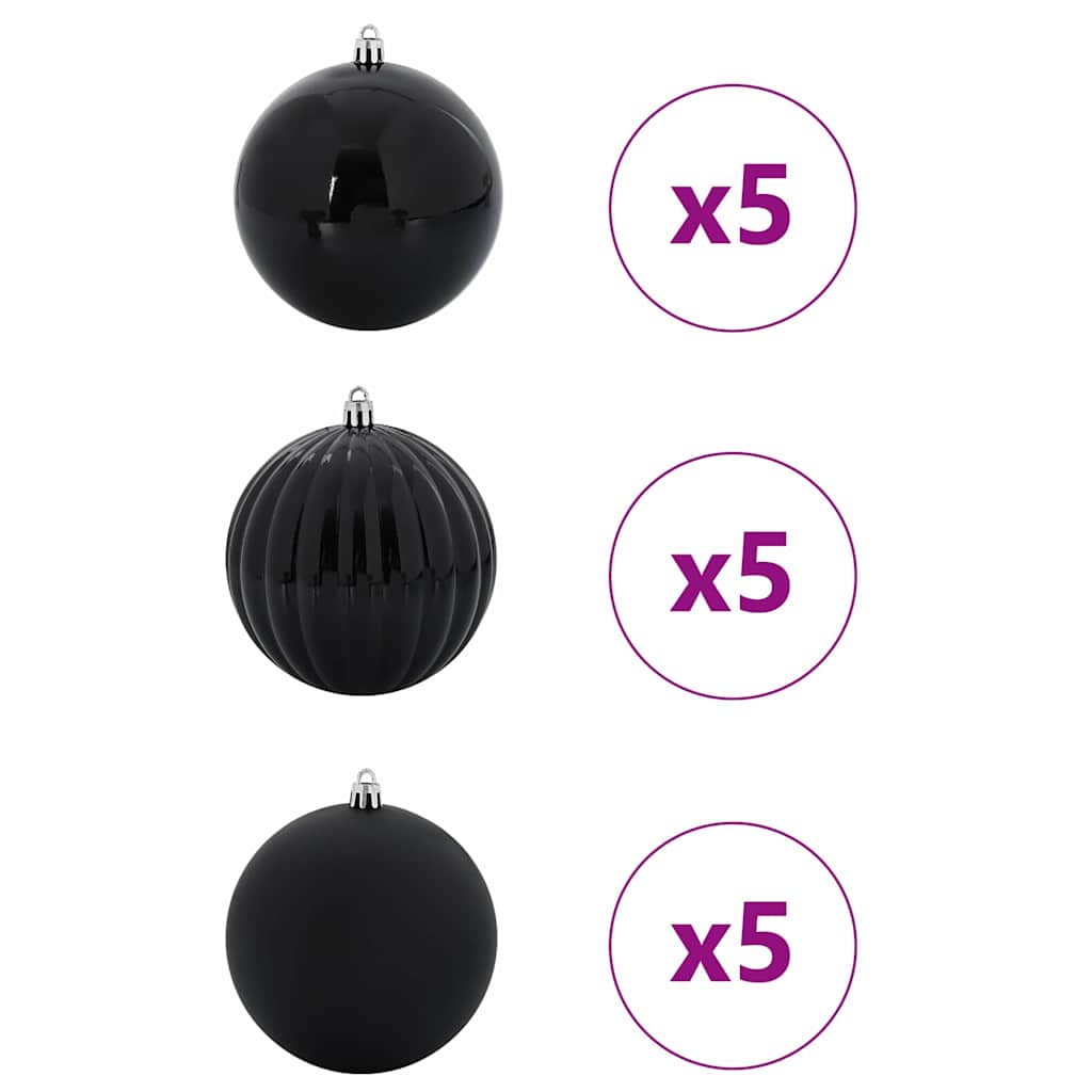 Set di palline di Natale XL 15 pz Nero Ø 10 cm Plastica