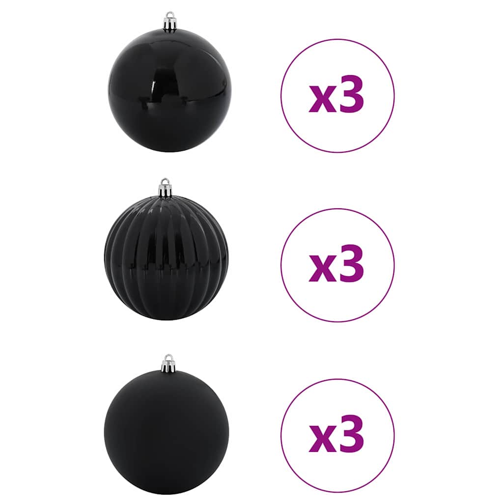 Set di palline di Natale XL 9 pz Nero Ø 15 cm Plastica