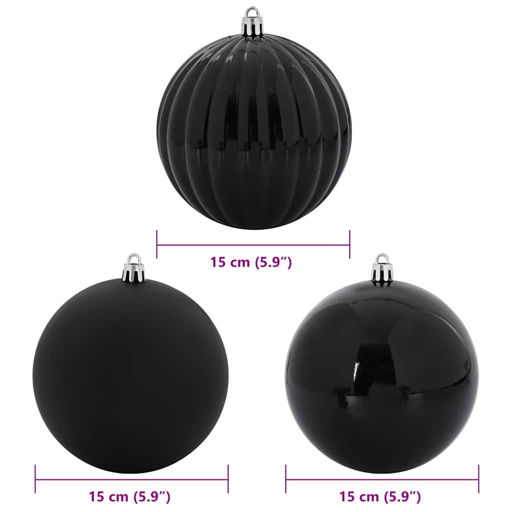 Set di palline di Natale XL 9 pz Nero Ø 15 cm Plastica