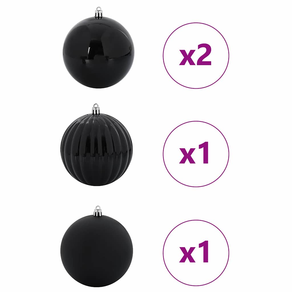 Set di palline di Natale XXL 4 pz Nero Ø 20 cm Plastica