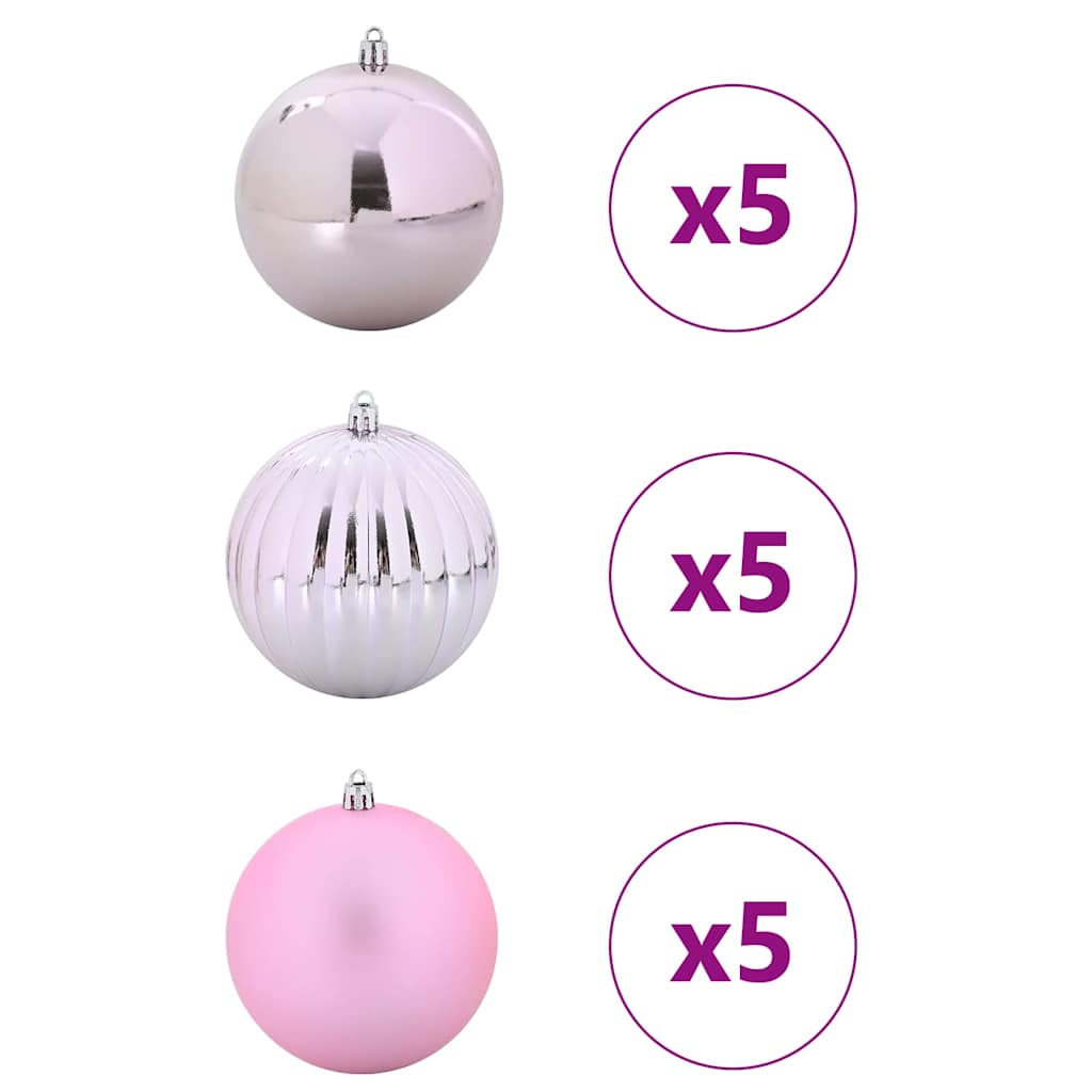 Set di palline di Natale XL 15 pz Rosa Ø 10 cm Plastica