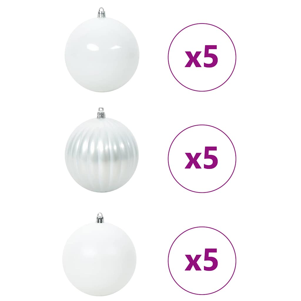 Set di palline di Natale XL 15 pz Bianco Ø 10 cm Plastica