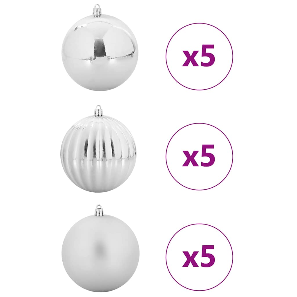 Set di palline di Natale XL 15 pz Argento Ø 10 cm Plastica