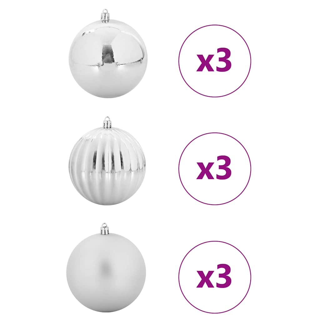 Set di palline di Natale XL 9 pz Argento Ø 15 cm Plastica