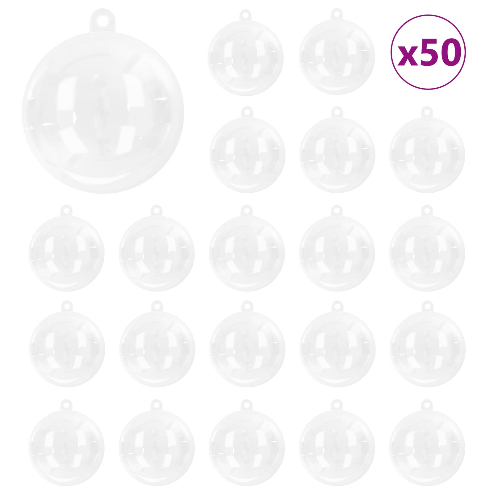Set di Palle di Natale 50 pz Trasparente Ø 5 cm Plastica