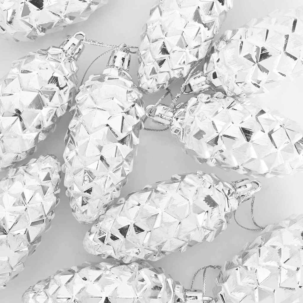 Palla di pino di Natale 40 pz Argento 4 x 9 cm Plastica