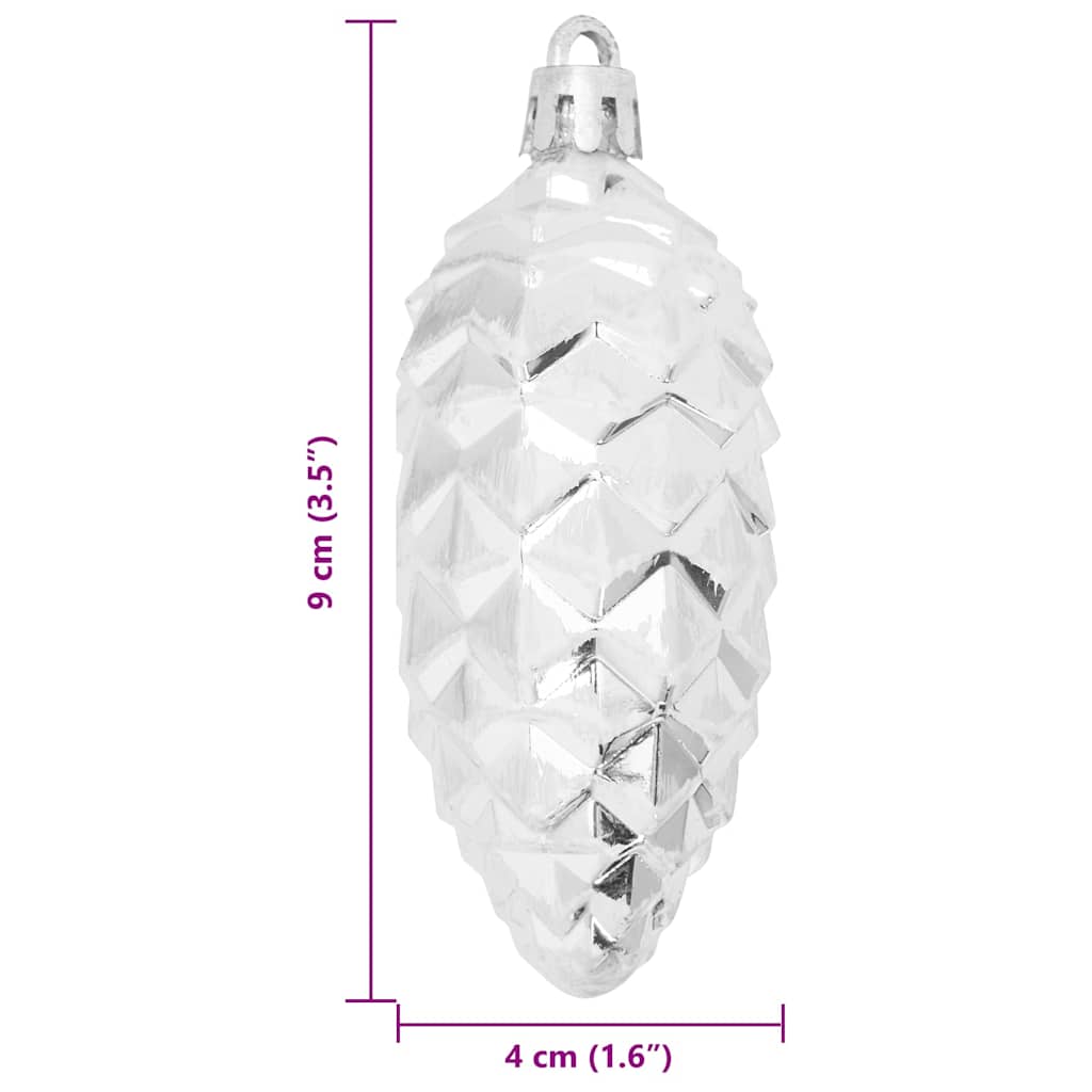Palla di pino di Natale 40 pz Argento 4 x 9 cm Plastica