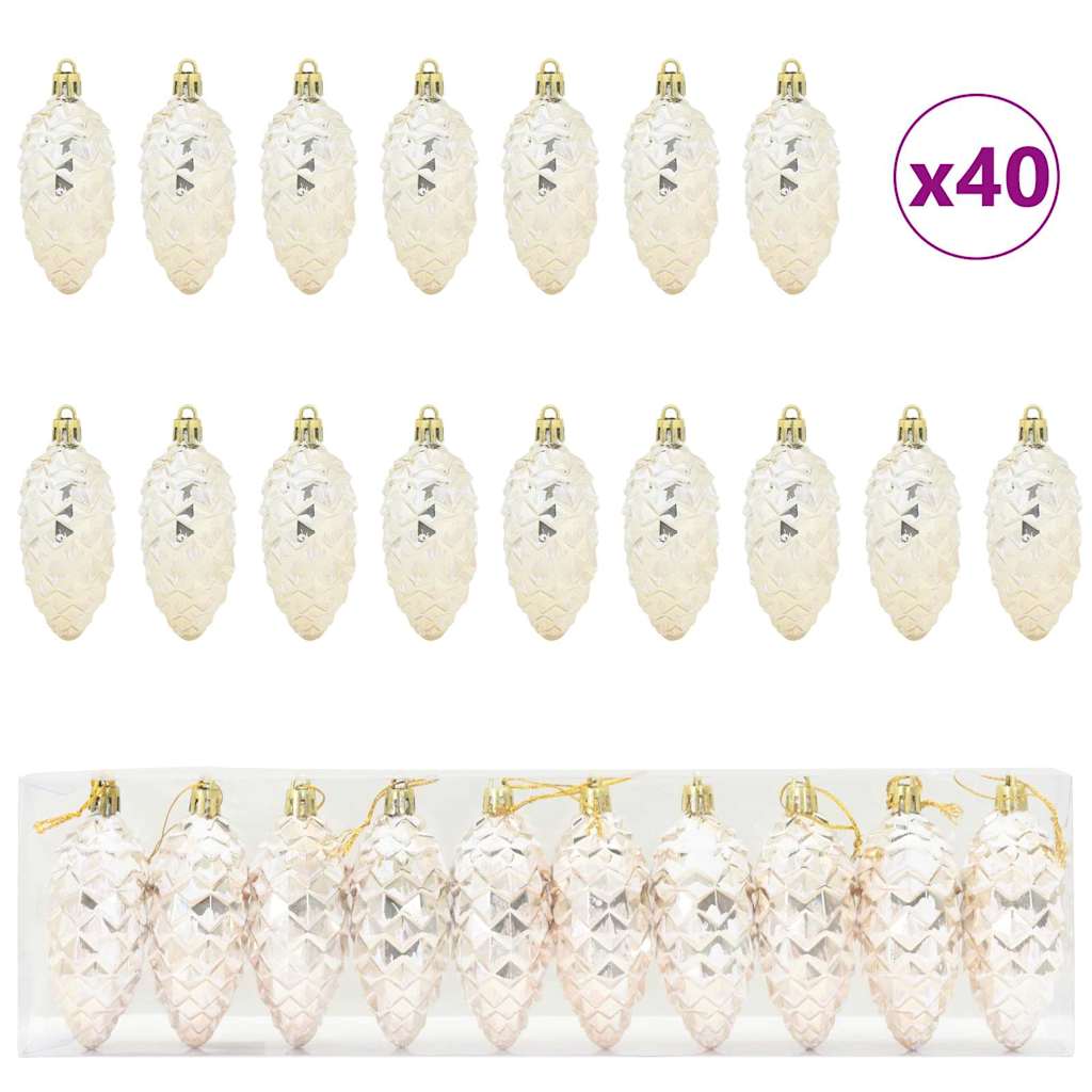 Palla di pino di Natale 40 pz Champagne 4 x 9 cm Plastica