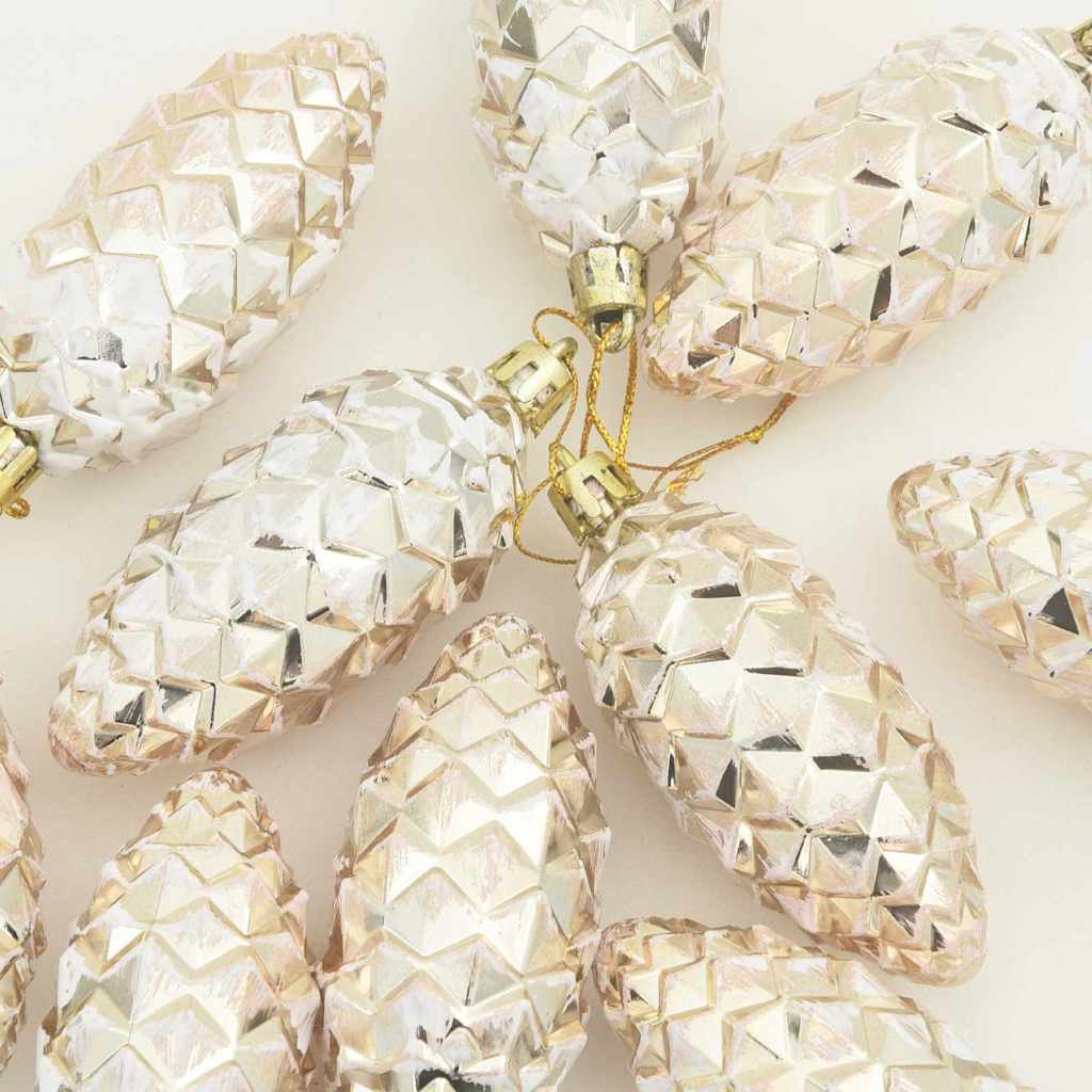 Palla di pino di Natale 40 pz Champagne 4 x 9 cm Plastica