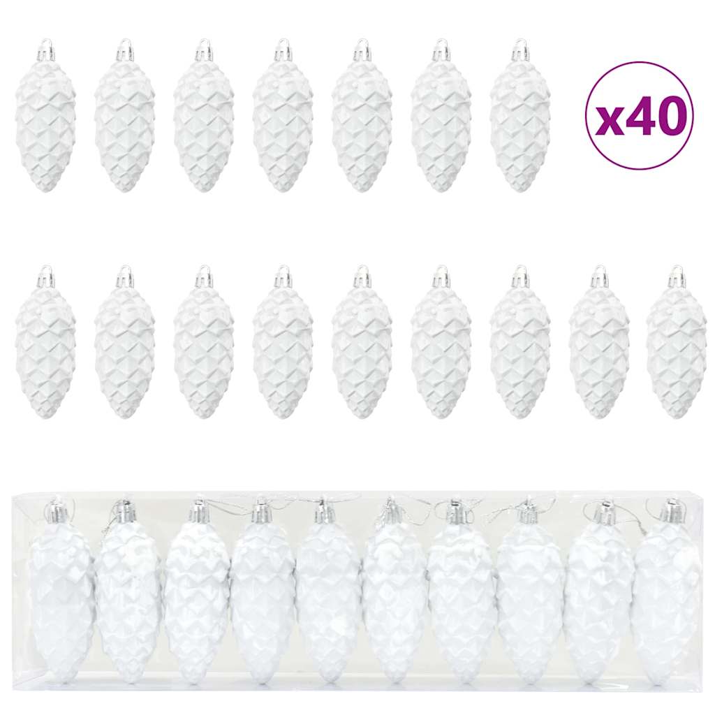 Palla di pino di Natale 40 pz Bianco 4 x 9 cm Plastica