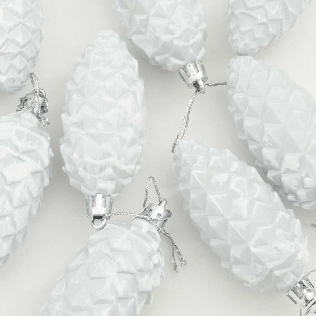 Palla di pino di Natale 40 pz Bianco 4 x 9 cm Plastica