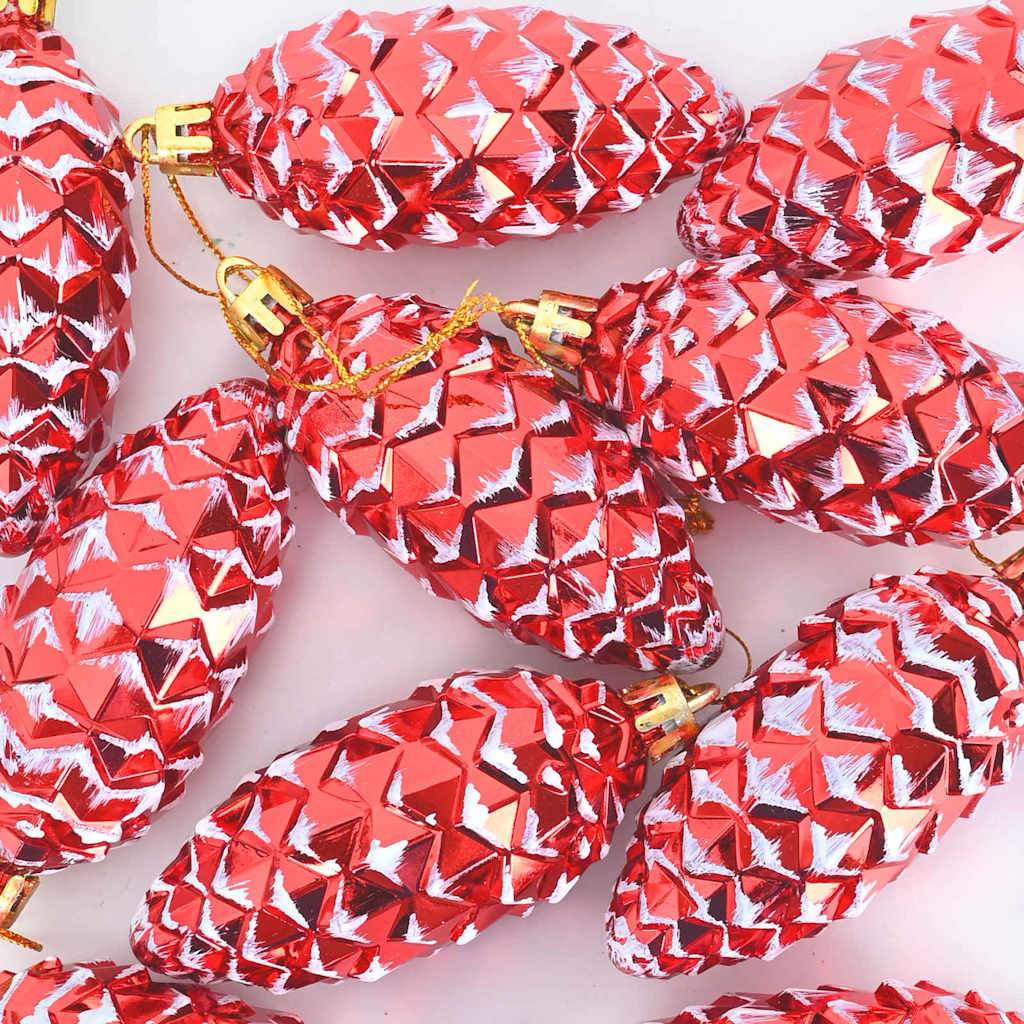 Palla di pino di Natale 40 pz Rosso 4 x 9 cm Plastica