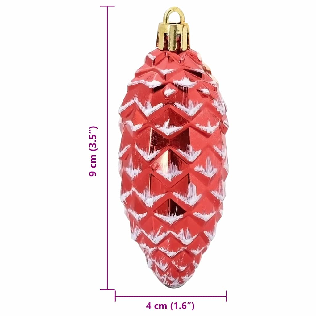 Palla di pino di Natale 40 pz Rosso 4 x 9 cm Plastica