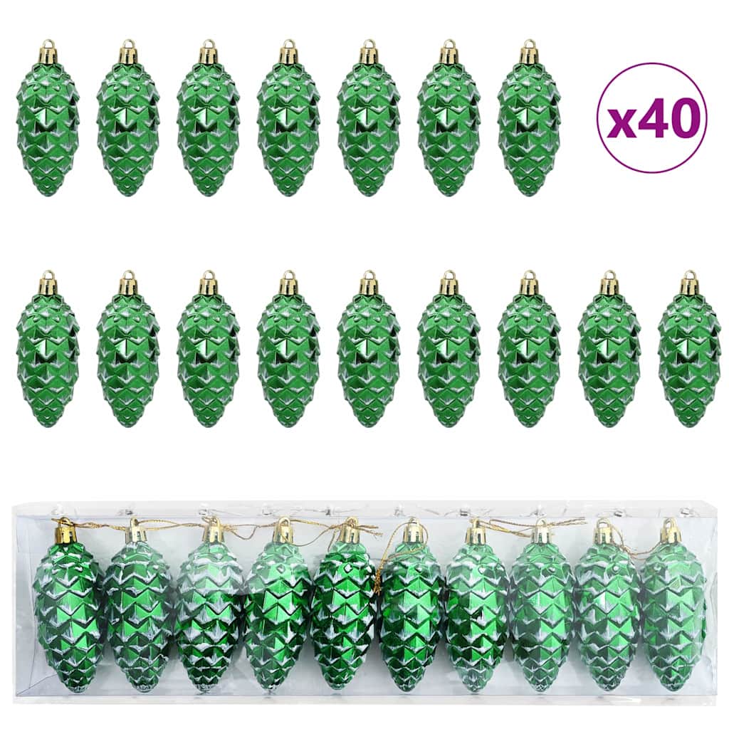 Palla di pino di Natale 40 pz Verde 4 x 9 cm Plastica