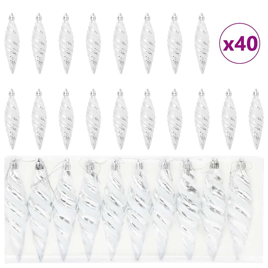 Palla a spirale di Natale 40 pz Argento 3 x 11 cm Plastica