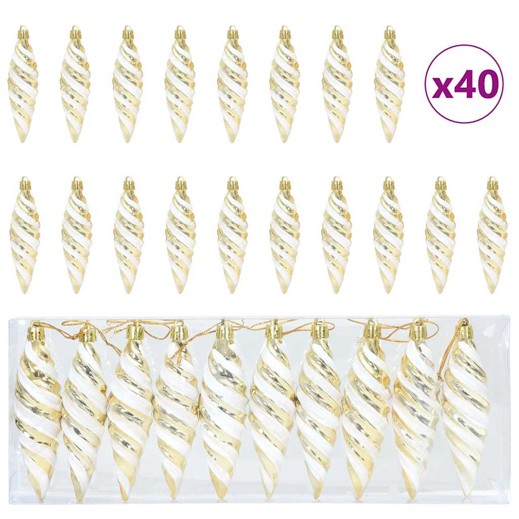 Palla a spirale di Natale 40 pz Oro 3 x 11 cm Plastica