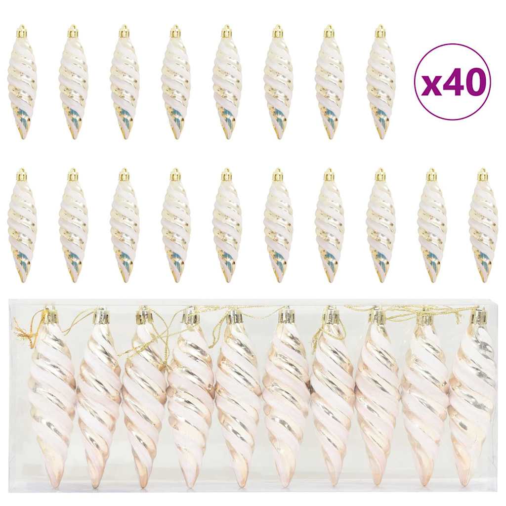 Palla a spirale di Natale 40 pz Champagne 3 x 11 cm Plastica