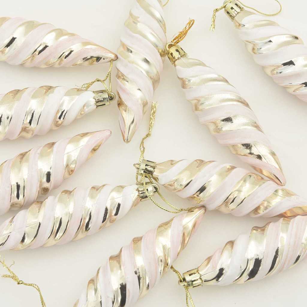 Palla a spirale di Natale 40 pz Champagne 3 x 11 cm Plastica