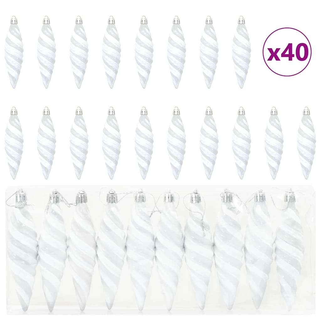 Palla a spirale di Natale 40 pz Bianco 3 x 11 cm Plastica